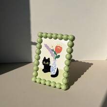 6-Inch Cute Beaded Plastic Photo Frame, Adorable Desktop Photo Frame Display, Decorative Frame Stand, Home Decor - A - View 7