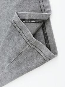 230g  Portrait "DOPE" Print Women's Washed Cotton Short Sleeve T-Shirt Top 100% Pure Cotton Loose Streetwear Hip Hop Unisex Fashion Short Sleeve Comfortable Casual Wear Unisex - Grey - View 3