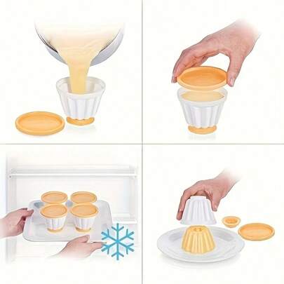 2/4/8pcs Flower Shaped Pudding Mold Set - Non-Stick Tart And Pie Pans, Cake, Jello And Muffin Containers | Reusable 3D PP Blurry Molds Suitable For Jelly, Italian Cream, Pudding And Chocolate Desserts | Ideal For Parties, Weddings And Home Baking