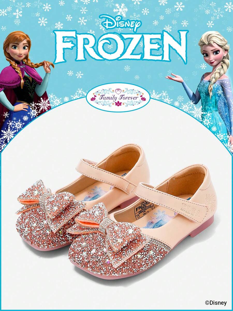 Disney 1 Pair Licensed Princess Shoes, Suitable For Daily And Holiday Outdoor Wear, Comfortable, Non-Slip, Breathable (Children Flat Shoes, Girls Shoes, Princess Shoes, Queen Shoes) - Baby Pink - View 1