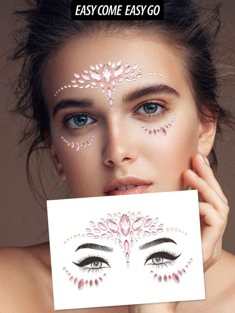 1pc Face Rhinestone Sticker, Suitable For Multiple Occasions