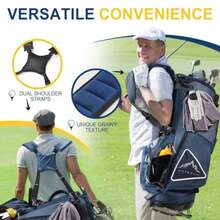 14-Way Golf Stand Bag Full Length Premium PU Leather Golf Bag with Plush Top Magnetic Pocket Dual Strap and Rain Cover for Men - Azul marino - Ver 6