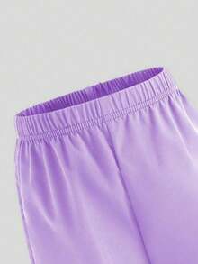 Tween Girl Letter Graphic Print Crew Neck Long Sleeve Top And Pants Set - Black - View 4