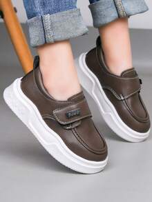 1 Pair Children Flat Shoes, 2026 New Boys Girls Leather Shoes, Casual Running Campus Sports Sneakers - Brown - View 5