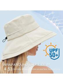 1顶女士遮阳帽，宽檐渔夫帽，防紫外线，带马尾辫孔设计，防水可折叠园艺渔夫帽 - 彩色 - 查看 9