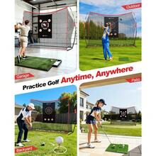 Golf Net 10 x 7ft Golf Practice Net with 2 Targets - Heavy Duty Hitting Driving Chipping Swing Nets for Backyard Garbage Indoor Outdoor Gifts for Men Dad Golfer - Rojo - Ver 8