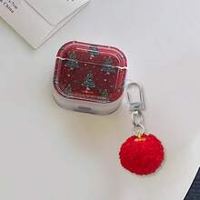 圣诞树图案保护壳，兼容苹果无线充电盒，防刮防摔 - 無色 - 查看 4