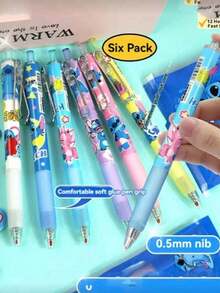 6/12pcs Cute Stitch Gel Pens 0.5mm Black Ink Signature Pens, School Office Supplies Writing Stationery Party Favors - A - View 7