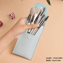 1pc Portable Makeup Brush Bag, PU Strap Envelope Organizer Pouch, Cosmetic Bag, Makeup Tool Holder - Multicolor - View 8