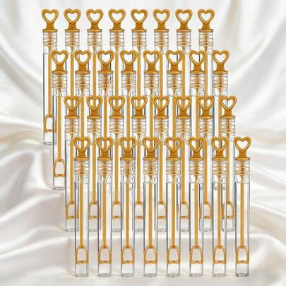 24/48/60 piezas Varitas de burbujas con forma de corazón dorado, mini palitos de burbujas como recuerdos de fiesta, adecuados para el Día de San Valentín, bodas, celebraciones de cumpleaños, regalos de propuesta - Sin líquido de burbujas, mejor para el Día de San Valentín (tubo vacío, sin líquido de burbujas)