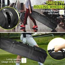 Outdoors Golf Travel Bag Detachable Shoulder Straps and Rubber Wheels Soft Foldable Golf Club Travel Covers 900D Heavy Duty Oxford -Universal Size - Negro - Ver 7