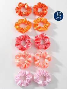 10pcs/Set Colorful Fabric Scrunchies, Stretchy Hair Ties, Versatile Hair Accessories, Suitable For All Seasons Scrunchy Hair Ties Ponytail Holders,Summer,Holiday,Travel - Multicolor - View 12