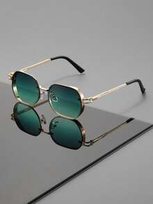 Unisex Asymmetrical Geometric Frame Glasses, Hollow Geometric Arm Design, Suitable For Outdoor Travel And Photography Styling - Multicolor - View 7