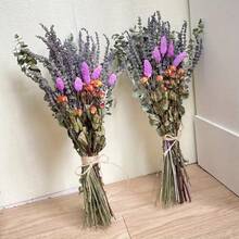 1 Buquê Arranjo Floral de - Capim-das-Pampas, Lavanda, Flores Coloridas de /Verão, Decoração Versátil para Casa, Boho, Fazenda, Jardim Moderno, Buquê de Plantas Naturais para Vasos, Casamentos, Aniversários, Festas, Adereços de Fotografia, DIY - mansão - Visão 3