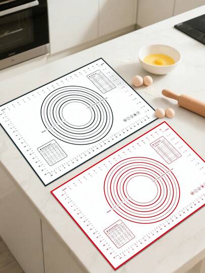 1pc Silicone Baking Mat, Kneading Mat With Measurement Marks, Non-Stick Dough Rolling Mat For Baking Bread, Pizza, Candy, Pie Crust, Easy To Clean And Reusable, Suitable For Home Baking, Kitchen DIY Baking, Restaurant, Bakery, Holidays And Festivals, Kitchen Utensils, Baking Accessories, Baking Equipment, Kitchen Supplies