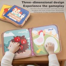 婴儿认知布书，防撕裂早教布书，3D折叠布书，互动婴儿布书，可咀嚼感官布玩具，提升宝宝认知能力 - 彩色 - 查看 3