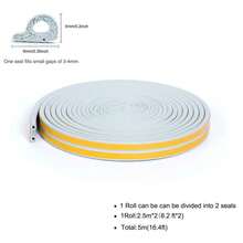 5M Door & Window Weather Stripping, Soundproof Insulation Seal Strip With Self-Adhesive Rubber Collision Protection - A - View 12