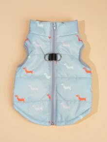 Chaqueta con cremallera acolchada de algodón con estampado de perro para mascotas en otoño/invierno - Gris - Ver 4