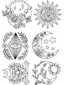 Sun Moon Patterns Pre-Printed Embroidery Stabilizer Stickers Self-Adhesive Water-Soluble Non-Woven For Hand Embroidery - 1ST - View 15