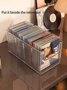 2pcs/Set Stackable Clear Plastic CD Organizer, CD Display Rack, CD Storage Box, Ideal For Media Shelf Storage And Organization, Great For Home Office Music Enthusiasts - Multicolor - View 9
