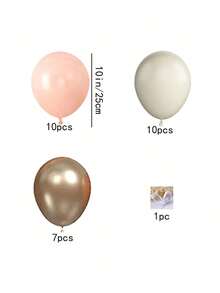 Conjunto de 27 balões de 10 polegadas nas cores bege, branco, damasco e dourado, em metal e látex, com 1 rolo de fita para balões. Ideal para decoração de festas de aniversário, casamentos, formaturas e outras comemorações. - Multicolorido - Ver 2