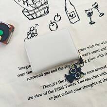 Ví nữ ngắn có mặt dây chuyền hình mèo con dễ thương, chất liệu da PU, kiểu dáng gập xếp ly, đựng thẻ, phong cách Âu Mỹ, ví mini, ví cầm tay, ví nhỏ xinh, ví đựng thẻ, đồ dùng dễ thương. - Nhiều màu - Xem 6