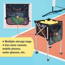 Pickleball Cart Can Holds 180 Pickleballs or 210 Tennis Balls Lightweight Ball Cart with Wheels for Training Travel - Negro - Ver 5