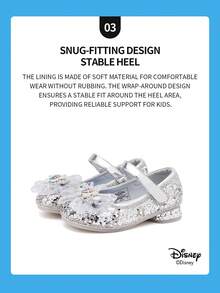Disney 1 Pair Licensed Princess Shoes, Suitable For Daily And Holiday Outdoor Wear, Comfortable, Non-Slip, Breathable (Children Flat Shoes, Girls Shoes, Princess Shoes, Queen Shoes) - Silver - View 5