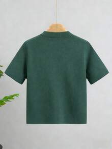 GIGOGOU Women's Casual Knit Cardigan Top With Pockets, Short Sleeve T-Shirt, Spring/Summer - Green - View 4