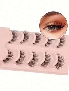 Anime Eyeliner Basics: How To Achieve "Full Glue-On" With 5 Pairs Of False Lashes For Naturally Big Eyes - Black - View 2