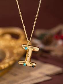 1pc Stylish And Simple Women's Necklace With 26 Letter Pendant (A-Z Capital Letters). Suitable For Everyday Wear, Unisex, And As A Gift For Friends. - Multicolor - View 9