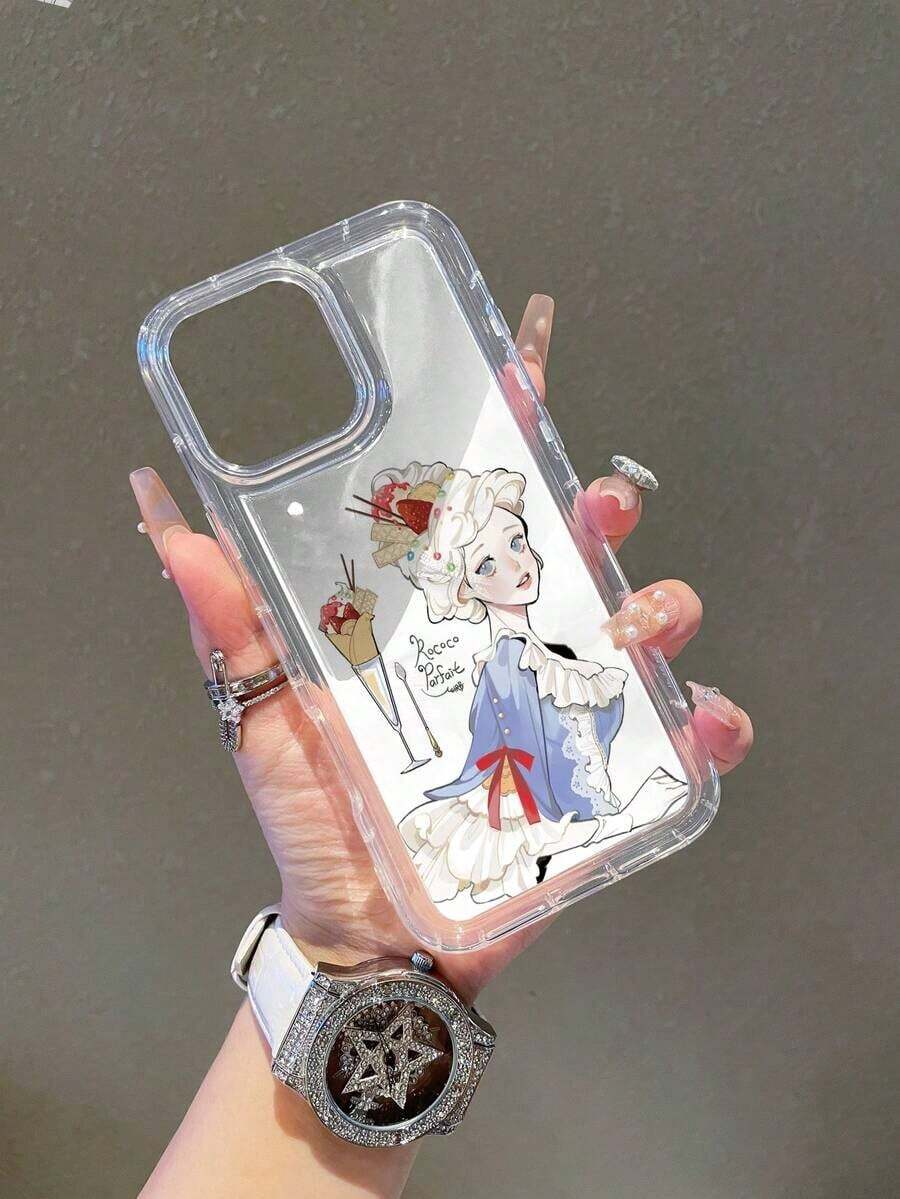 透明なエアクッション払いきTPU材料の漫画アイスクリームガールパターンの電話ケース。 休日のギフトとして贈呈ることができ、11、12、13、14、15、16 Pro / Promax / 14、15、16 Plus、17 / Airモデルに適しています。 メンズのサブにも女のサブにも使える電話ケースです。 - クリア - チェックする 1