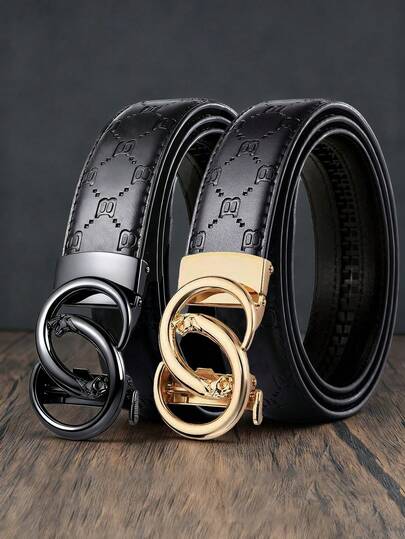 男士合金自动扣皮带 - 轻盈奢华时尚高端商务皮带，47英寸，牛仔皮带。适合派对聚会和办公室通勤，经久耐用 - 是节假日和周年纪念日送给男友和父亲的完美之选。