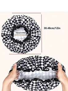 1个/4个装黑白格纹浴帽，PEVA包边，厨房化妆防油防烟，双层女士沐浴帽，家用 - 彩色 - 查看 6