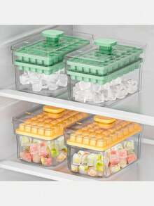1pc Summer Ice Maker Set, 34/68 Capacity One-Touch Release With Scoop Storage Box, Suitable For Kitchen, Home, Catering, Camping, Picnic - Multicolor - View 3
