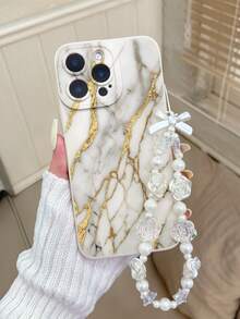 1个加厚大理石纹理彩绘防震手机壳，配有串珠手链配件，兼容 17 Pro/17 Air/17/17 Pro Max/16/11/16 Pro/16 Plus，Galaxy A07/A17/S26/S26 Plus/S26 Ultra/11/12 Pro/12，以及Redmi 10/9/Note9/12c/Note11 Pro/Note8 Pro - 彩色 - 查看 3