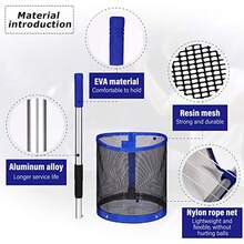 Table Tennis Ping Pong Balls Collector - Ping Pong Ball Picker Upper Retriever with Adjustable Length Table Tennis Net Bag Handle for Storage Hold up About 120 Table Tennis Balls - 2 piezas de selector circular - Ver 6