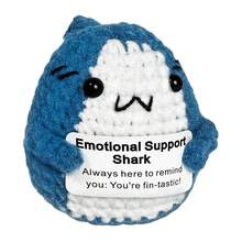 1pc Mini Motivational Shark Plush Desk Decor With Inspirational Card, Handmade Crochet Cute Soft Toy, Penguin Duck Cat, Great Gift For Valentine's Day, Christmas, Birthday - Multicolor - View 8