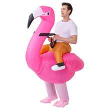 Valentine's Day Getaway! Couple's Pink Flamingo Inflatable Costume, Vibrant Contrast Fabric For Pool Party PDA - Flamingos - View 4