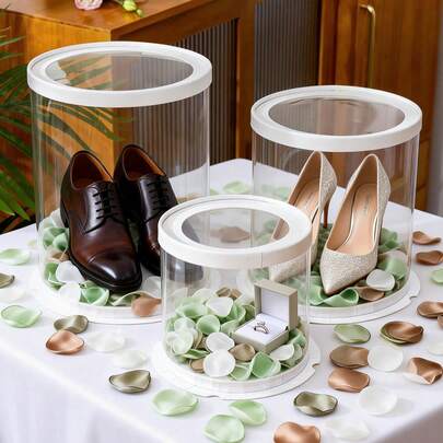 10 Inch White Wedding Clear Gift Box, White Bride & Groom Cut Transparent PVC Wedding Favor Gift Box, Cylindrical Gift Packaging Box, Suitable For Wedding Decor, Romantic Anniversary Gift Boxes, DIY Gift, Candle Packaging, Party Supplies, Gift Packaging - Reusable, Multipurpose Container, Easter, Mother's Day, Party Favors, Small Business Supplies, Packaging Box, Party Supplies, Back To School