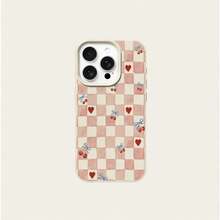 1 buah Casing Ponsel Bahan TPU Motif Kotak-kotak Pink dan Hati Ceri, Kompatibel dengan iPhone 17 Pro Max/17/16 Pro Max/15/13/12/11, S20 FE/A15/S24/A55, Note 11/12/13 Pro, Pelindung Ponsel Lembut Anti Jatuh yang Melindungi Seluruh Bagian, Versi Internasional, Bukan Versi Domestik - Putih - View 5