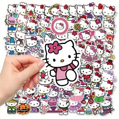  50 Officially Authorized 2-3 Inch Sanrio Hello Kitty Vinyl Waterproof Cute Graffiti Stickers, Suitable For Holiday Party Laptops, Water Bottles, Bumpers, Computers, Mobile Phones, Laptops, Etc. (Some Styles Are Random)