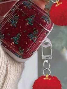 圣诞树图案保护壳，兼容苹果无线充电盒，防刮防摔 - 無色 - 查看 9