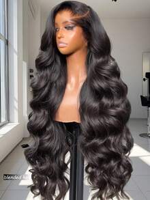 10-36 Inch Body Wave Lace Front Wigs Human Blended Hair Pre Plucked Glueless Wigs 13x4 HD Body Wave Lace Front Wigs Human Blended Hair For Women 180% Density Lace Closure Wigs Natural Black - Natural & Black - View 2