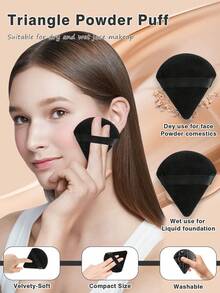 18PCS Makeup Tools Set Including:14PCS Makeup Brush Set+2PCS Makeup Sponges+2PCS Triangle Powder Puffs - Black - View 9