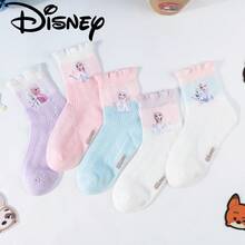 Disney 5双装冰雪奇缘卡通儿童袜子，男女童透气婴儿袜，适合学校/居家穿着，春夏皆宜 - 彩色 - 查看 4