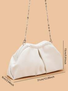 复古纯色手拿包，大容量多功能女士钱包，时尚PU皮包，适合婚礼、派对、晚宴等场合（耳环随机放置在包的一侧或两侧各一个） - 白色 - 查看 8