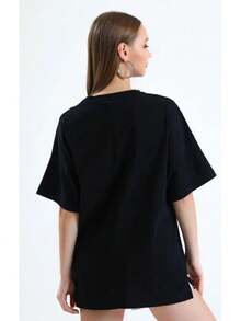 camiseta estampada 100% algodao premium cores vibrantes que nao desbotam tecido leve e respiravel - Preto - Visão 3