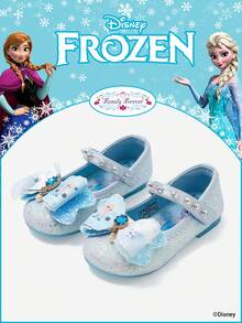 Disney 1 Pair Licensed Princess Shoes, Suitable For Daily And Holiday Outdoor Wear, Comfortable, Non-Slip, Breathable (Children Flat Shoes, Girls Shoes, Princess Shoes, Queen Shoes) - Baby Blue - View 1