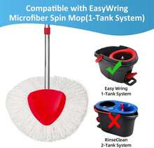 2 Pack Spin Mop Replacements Head Compatible For O Ceda EasyWring 1 Tank System, Microfiber Mops Refills Hardwood Floor Cleaning, Base And 30-58in Handle Set Combo - ColorA - 查看 2